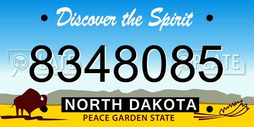 8348085 North Dakota License Plate