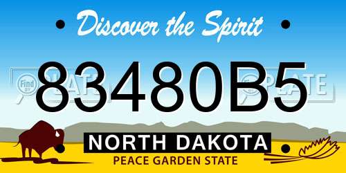 83480B5 North Dakota License Plate