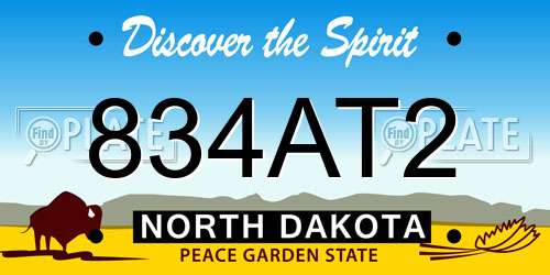 834AT2 North Dakota License Plate