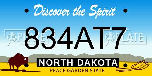 834AT7 North Dakota License Plate
