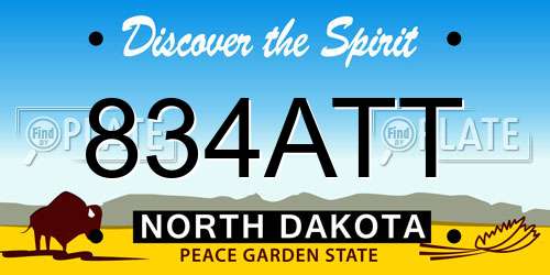 834ATT North Dakota License Plate
