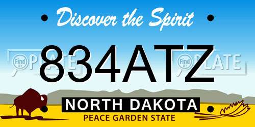 834ATZ North Dakota License Plate