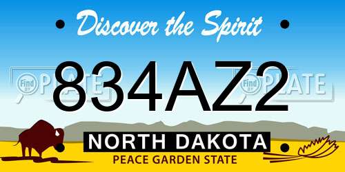 834AZ2 North Dakota License Plate