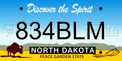 834BLM North Dakota License Plate