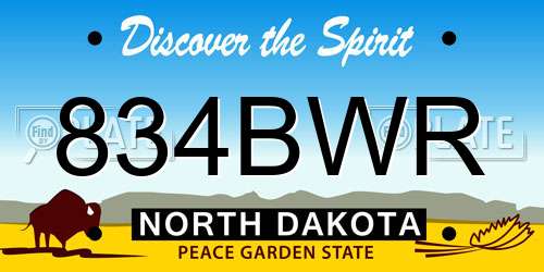 834BWR North Dakota License Plate