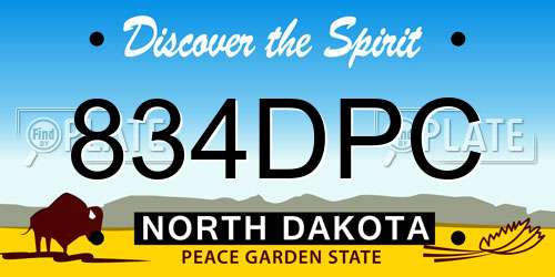 834DPC North Dakota License Plate