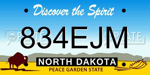 834EJM North Dakota License Plate