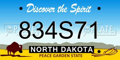 834S71 North Dakota License Plate
