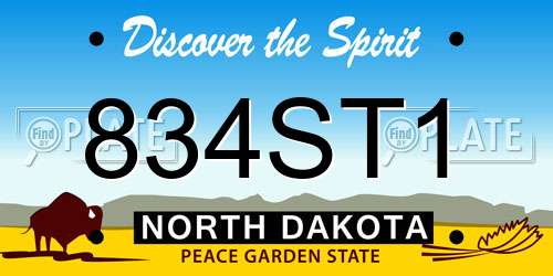 834ST1 North Dakota License Plate