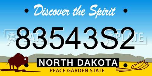 83543S2 North Dakota License Plate