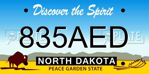 835AED North Dakota License Plate