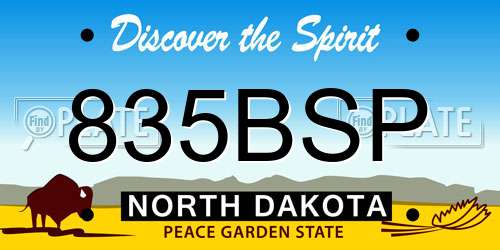 835BSP North Dakota License Plate