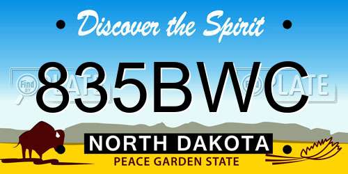 835BWC North Dakota License Plate