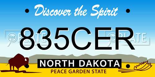 835CER North Dakota License Plate