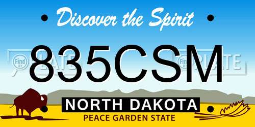 835CSM North Dakota License Plate