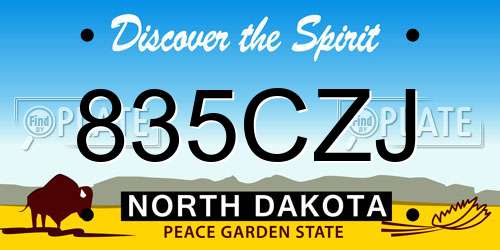 835CZJ North Dakota License Plate
