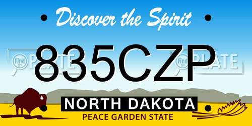 835CZP North Dakota License Plate