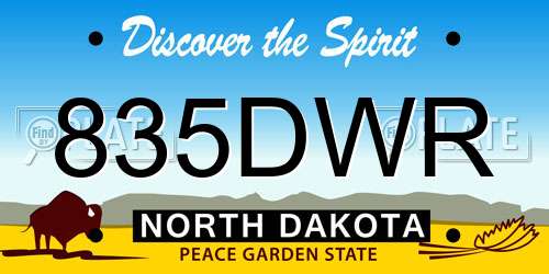 835DWR North Dakota License Plate