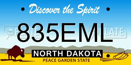 835EML North Dakota License Plate
