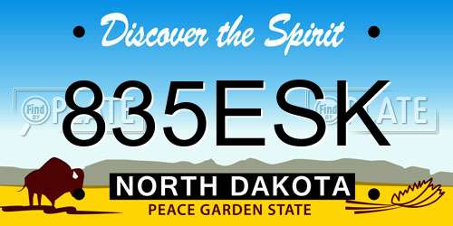 835ESK North Dakota License Plate
