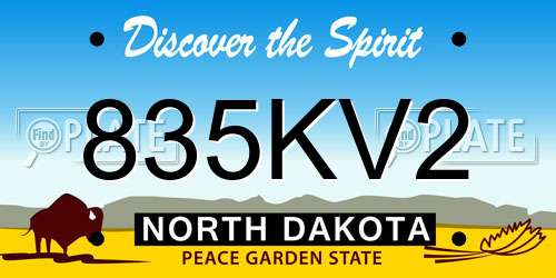 835KV2 North Dakota License Plate