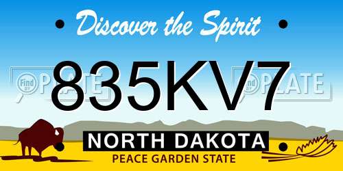 835KV7 North Dakota License Plate