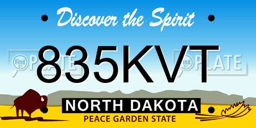 835KVT North Dakota License Plate