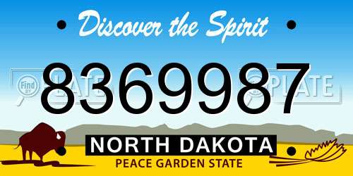 8369987 North Dakota License Plate