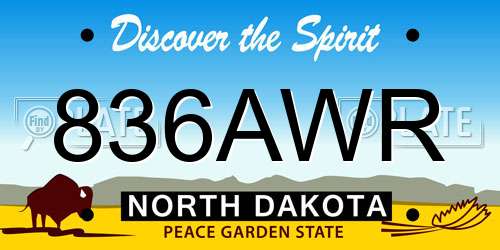 836AWR North Dakota License Plate
