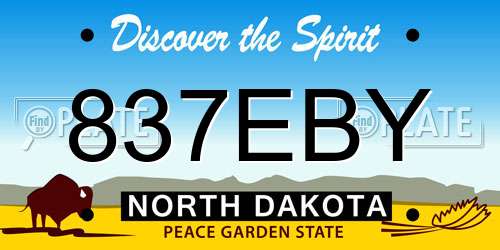 837EBY North Dakota License Plate