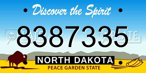 8387335 North Dakota License Plate