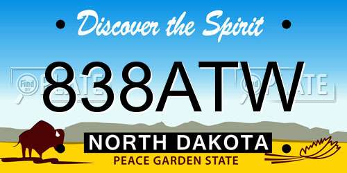 838ATW North Dakota License Plate