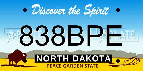 838BPE North Dakota License Plate