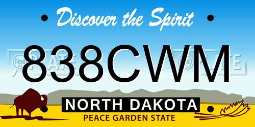 838CWM North Dakota License Plate