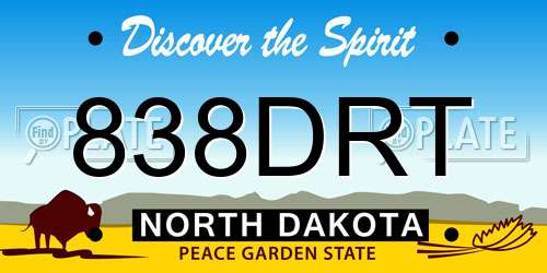 838DRT North Dakota License Plate