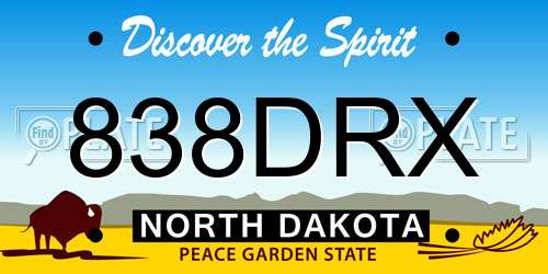 838DRX North Dakota License Plate