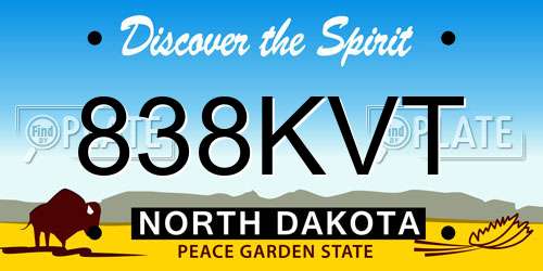 838KVT North Dakota License Plate