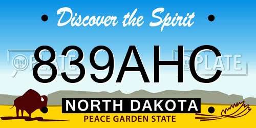 839AHC North Dakota License Plate