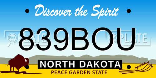 839BOU North Dakota License Plate