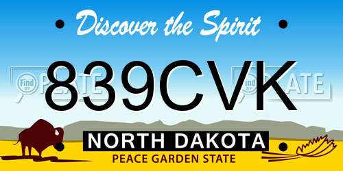 839CVK North Dakota License Plate