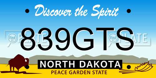 839GTS North Dakota License Plate
