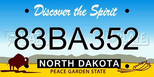 83BA352 North Dakota License Plate