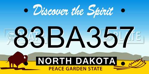 83BA357 North Dakota License Plate