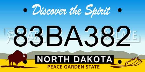 83BA382 North Dakota License Plate