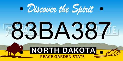 83BA387 North Dakota License Plate