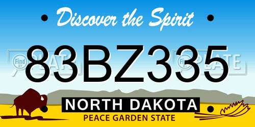 83BZ335 North Dakota License Plate