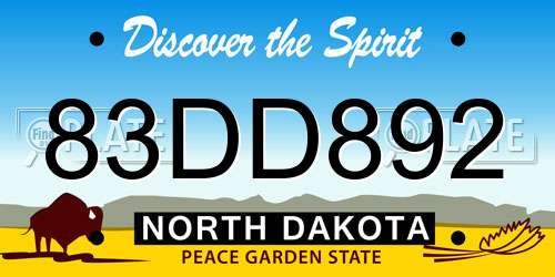 83DD892 North Dakota License Plate