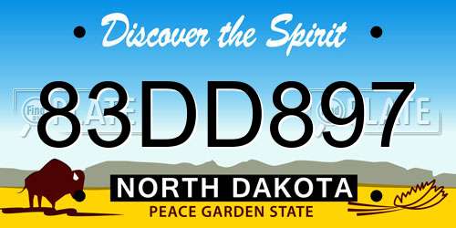 83DD897 North Dakota License Plate