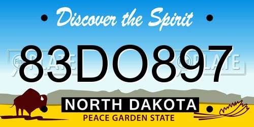 83DO897 North Dakota License Plate