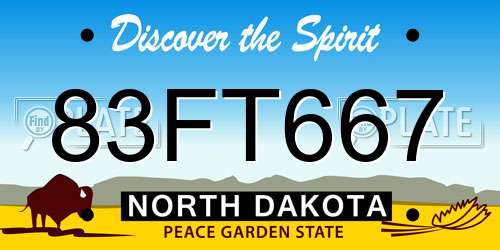 83FT667 North Dakota License Plate